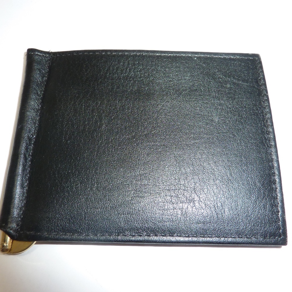 Derek Alexander Leather Credit Card Holder Black Slim 3.75x3.25"BIFOLD  NEW